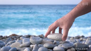 禅宗石头海滩平衡